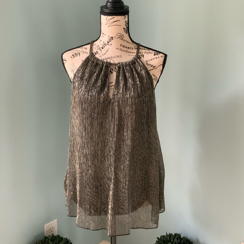 Like New! Gold & Black Top w/ Small Pleats